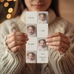 Glad och ljus collage foto jul<br><div class="desc">Dela din semesterglädje med det här eleganta julkortet ”Merry and Bright” med collage. Med en modern minimalistisk design med mjuka beige toner och utrymme för fyra personliga foton är detta kort det perfekta sättet att skicka varma hälsningar till familj och vänner. Den rena typografin och tidlösa layouten framhäver dina favoritminnen...</div>