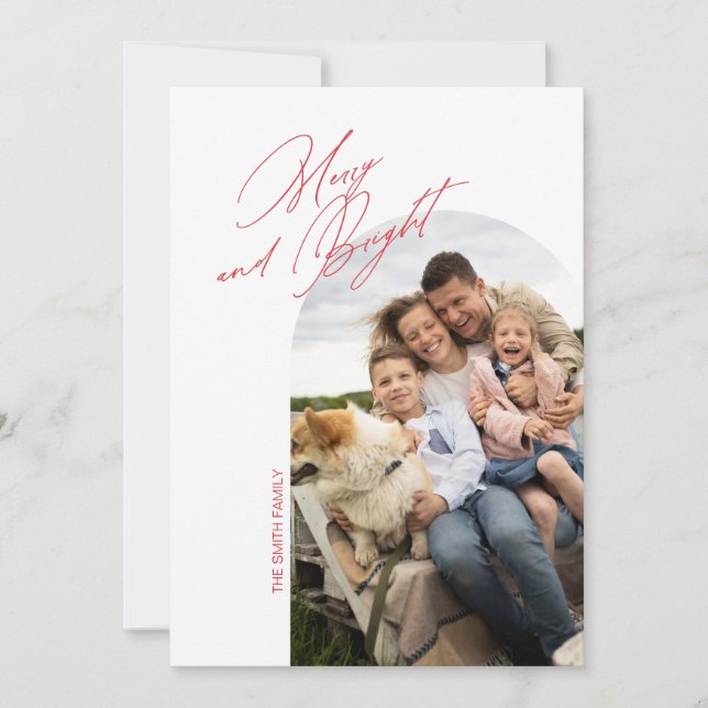 Glad och ljus enkel välkomstbåge julkort inbjudningar (Framsida)