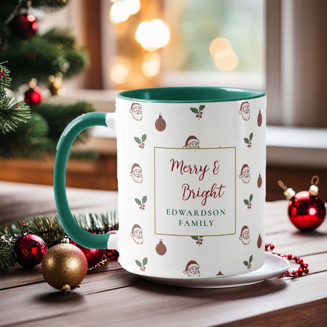 Glad och ljus familjenamn jul mugg (Merry and Bright family name Christmas Mug. A nice mug for the Holiday season.)