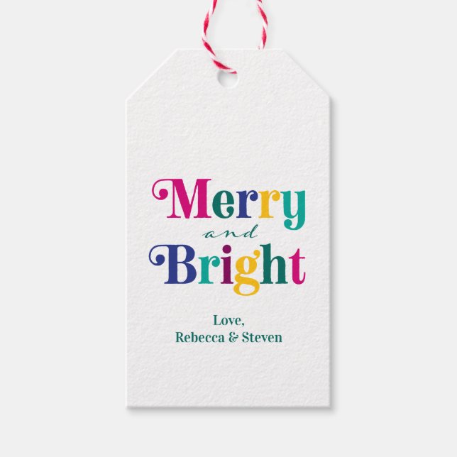 Glad och ljus färgglad jul presentetikett (Framsidan)