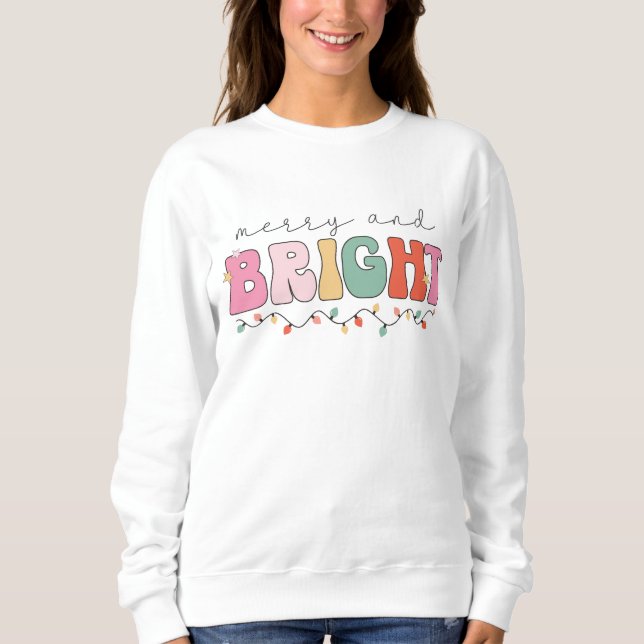 Glad och ljus färgglad jul t shirt (Framsida)