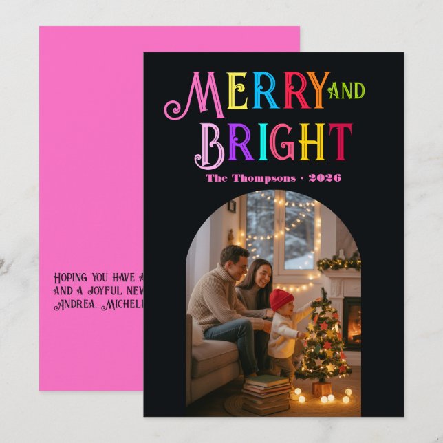 Glad och ljus färgglad julfotografiet julkort (Fram/baksida)