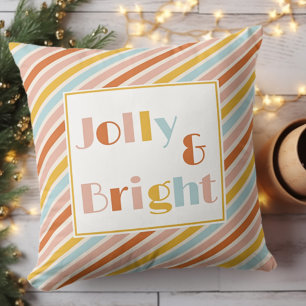 Glad och ljus färgglada ränder jul kudde