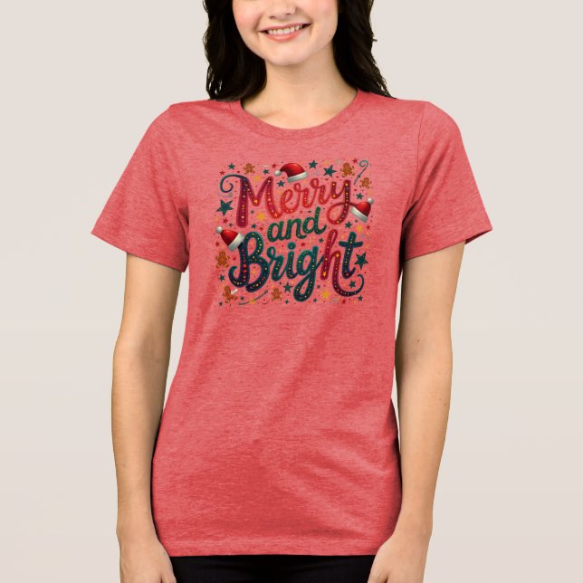 Glad och ljus färgrik festlig retrotypografi t shirt (Framsida)