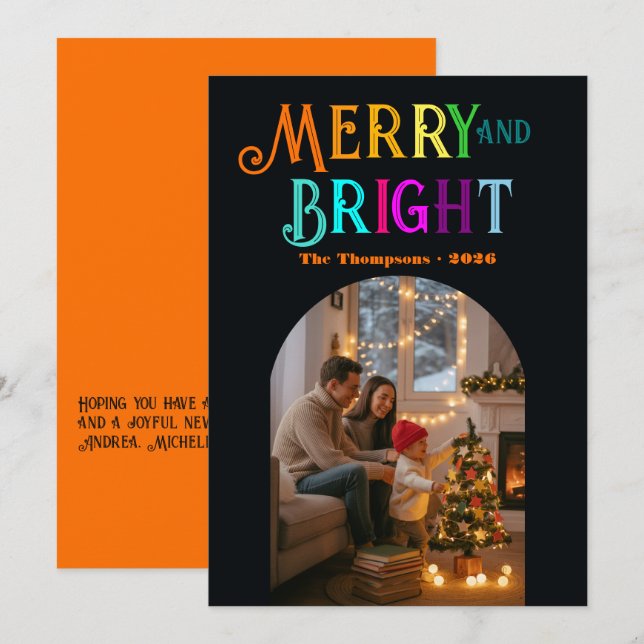 Glad och ljus färgrik julfotografi julkort (Fram/baksida)