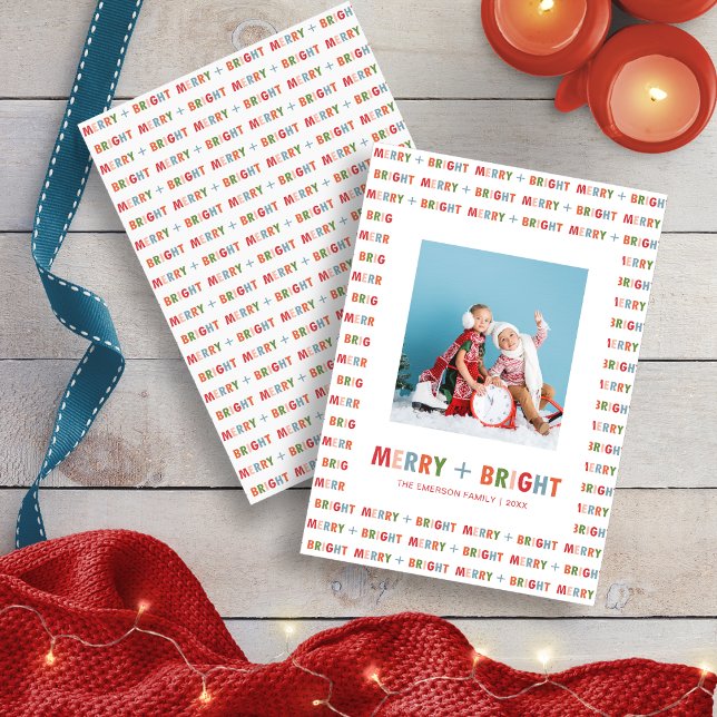 Glad och ljus foto jul julkort (Merry and Bright Photo Christmas Holiday Card by Painted Paperie)