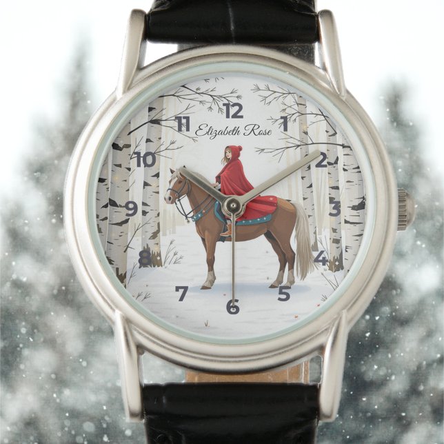 Glad Och Ljus Hästridande Jul Armbandsur (Send enchanting holiday wishes with this magical Christmas design!
)