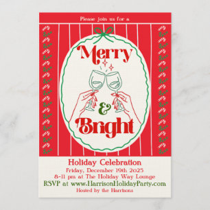 Glad och ljus jul festlig inbjudan med handritad d