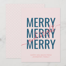 Glad och ljus jul rosablommig rosa rutig julkort