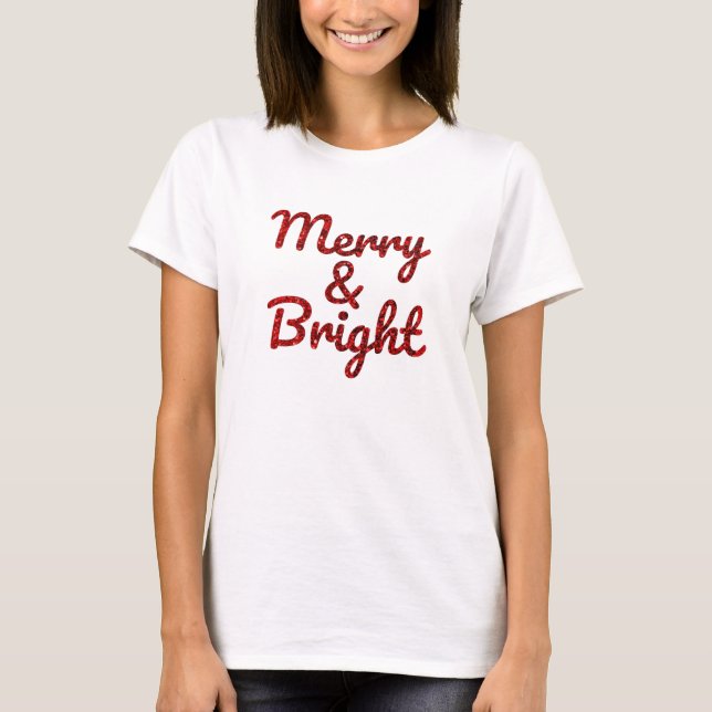 Glad och ljus jul t shirt (Framsida)