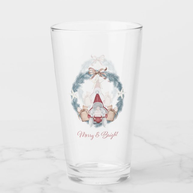 Glad och ljus jul Tomte Glas (Framsida)