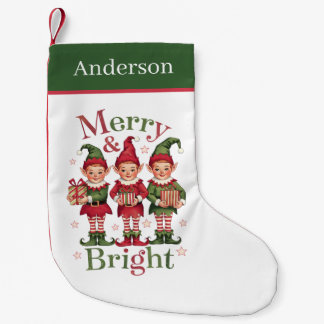 Glad och ljus jul tomte lägg till namn liten julstrumpa