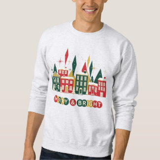 Glad och ljus julby design lång ärmad tröja