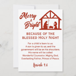 Glad och ljus julens julkrubba röd text julkort