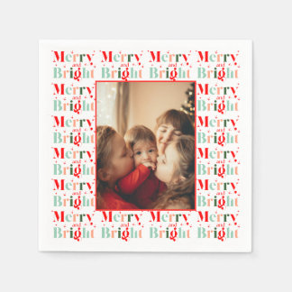 Glad och ljus julfamiljefoto pappersservett
