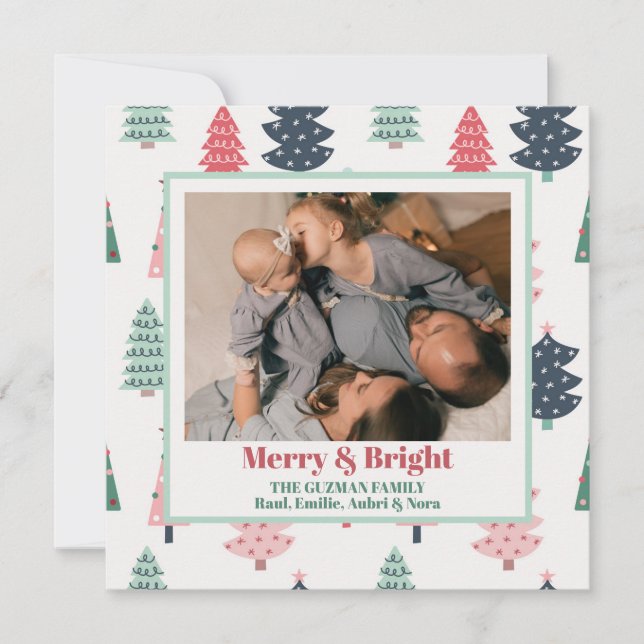 Glad och ljus julgran julkort (Framsida)