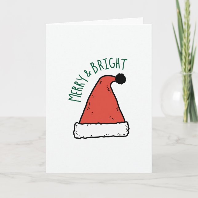 Glad och Ljus Julhatt Enkel Julkort Kort (Framsida)