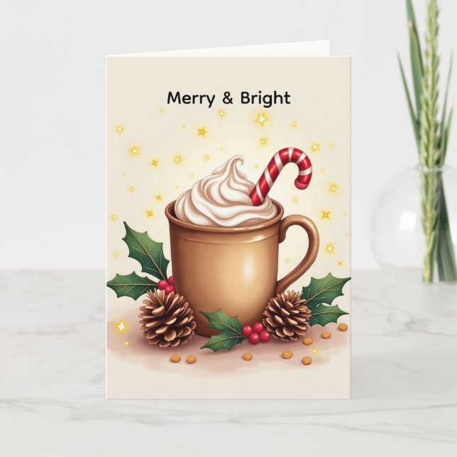 Glad och ljus julkaffe kort (Framsida)