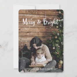 Glad och ljus julkort med snö