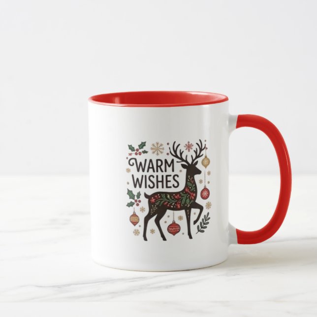 Glad och ljus julkrans med grönt handtag mugg (Höger)