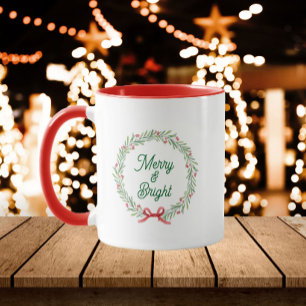 Glad och ljus julkrans mugg