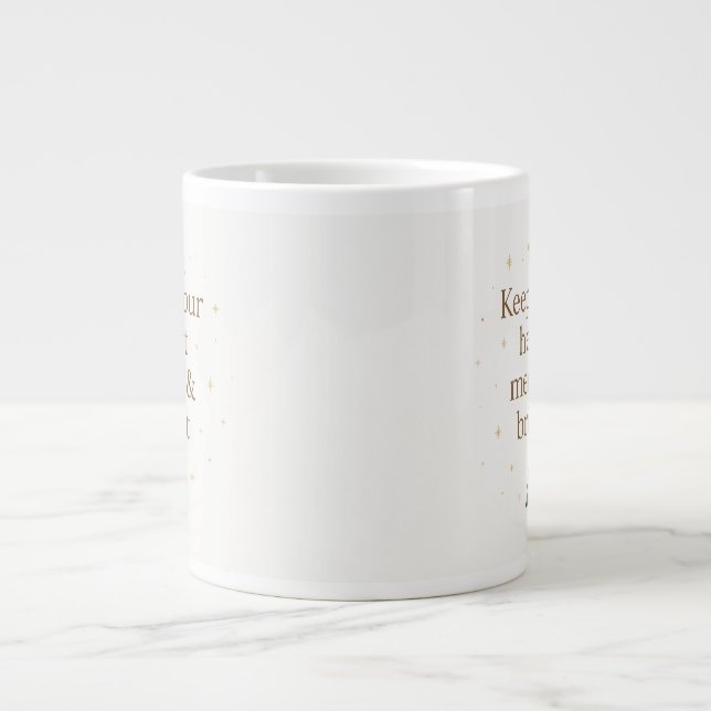 Glad och ljus | Minimalistisk julcitat-mugg Jumbo Mugg (Framsidan)