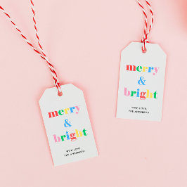 Glad och ljus modern färgglad jul presentetikett