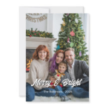 Glad och ljus modern fotokollage familje julkort