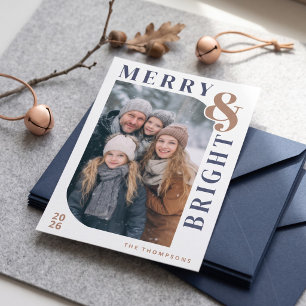 Glad och ljus modern julfotograf - Marinblå Julkort