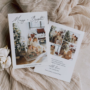 Glad och ljus modern minimalistisk foto julkort