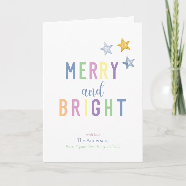 Glad och ljus Pastell Jul Helgkort (Framsida)