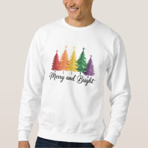 Glad Och Ljus Regnbåge Julgran Gay HBTQ  Lång Ärmad Tröja