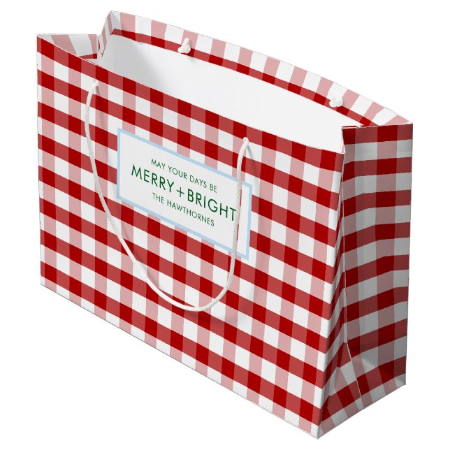 Glad och ljus röd gingham-rutig högtid (Baksidan Vinklad)