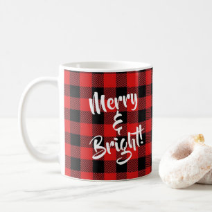 "Glad och ljus" röd & svart buffelplädmugg Kaffemugg