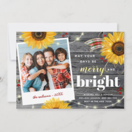 Glad och Ljus Rustik Familjefoto Jul Julkort