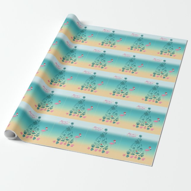 Glad och ljus strandjul presentpapper (Utrullad)
