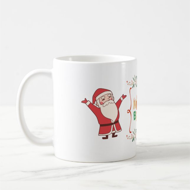 Glad och ljus tomte kaffemugg (Vänster)