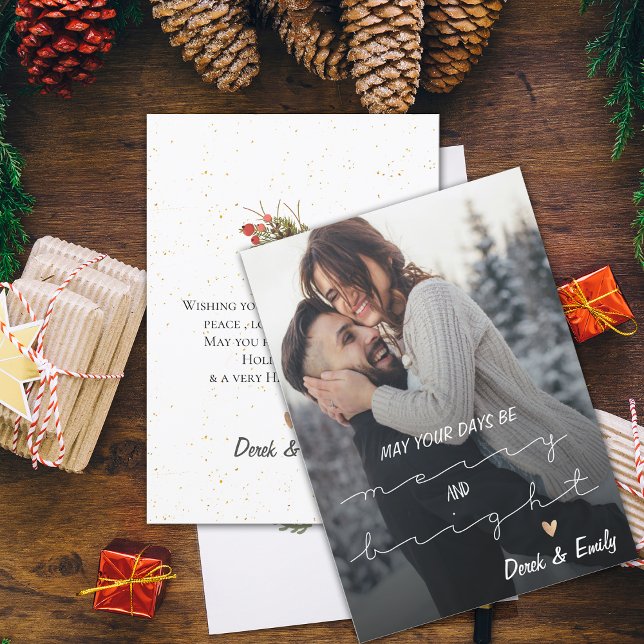 Glad Och Ljus Vacker Skrift Foto God Jul (Merry And Bright Pretty Script Photo Happy Holiday)