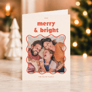 Glad och ljus vågig ram jul foto helgkort