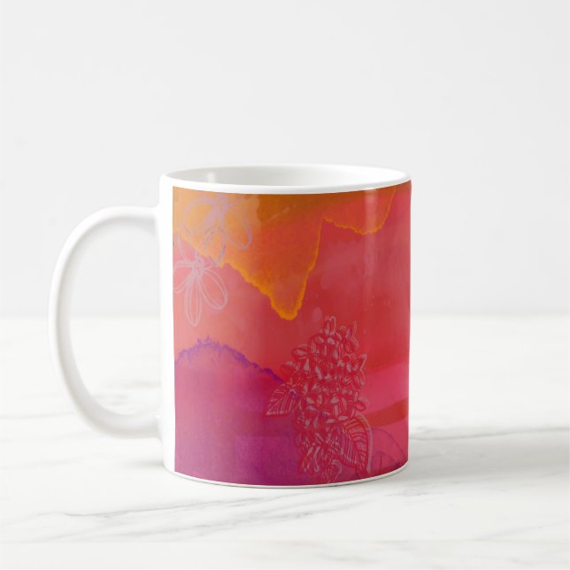 Glad och Ljusfylld Flerfärgad Blandteknik Kaffemugg (Vänster)
