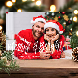 Glad Och Ljusrandig Modern Julfotografi Julkort