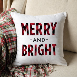 Glad och ljusröd buffelmönstrad jul kudde