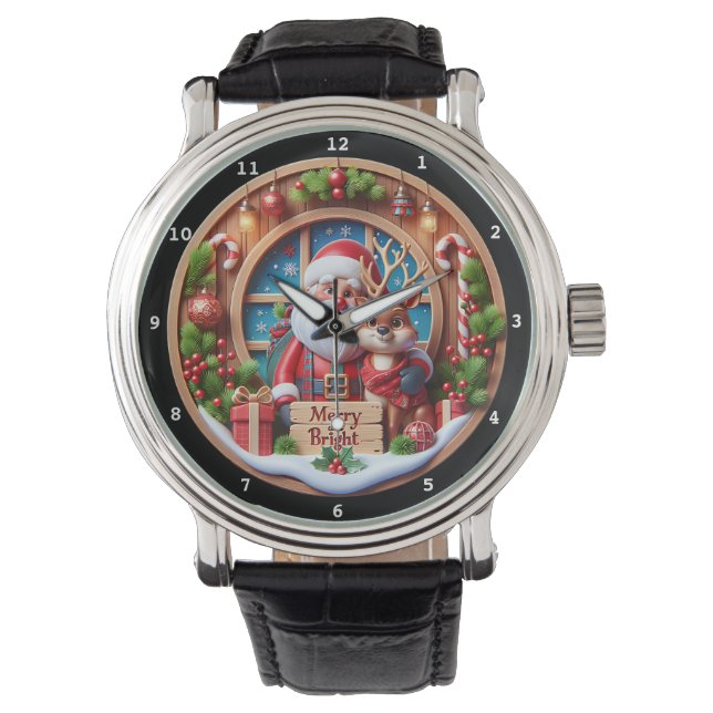 Glad och ljust jul Tomte Ren Armbandsur (Framsida)