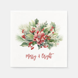 Glad och ljust jullystera bär Julfirande Pappersservett