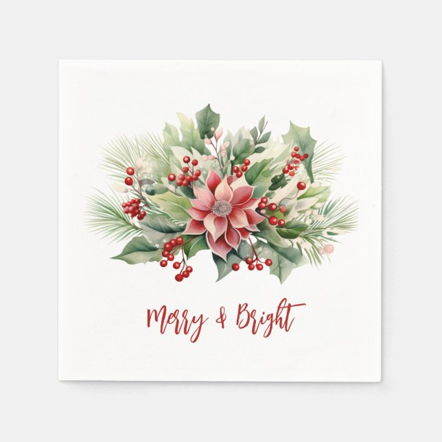 Glad och ljust jullystera bär Julfirande Pappersservett (Framsidan)