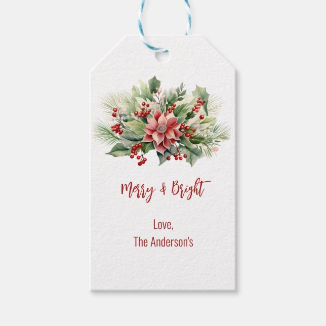 Glad och ljust jullystera bär Julfirande Presentetikett (Framsidan)