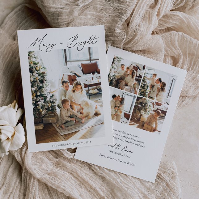 Glad och ljust modern minimalistisk foto julkort (Skapare uppladdad)