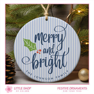 Glad och ljust Typografi Anpassningsbar bild Julgransprydnad Keramik