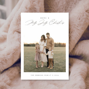 Glad och lycklig jul Minimal Neutral Familjefoto Julkort
