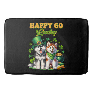 Glad och Lycklig Söt Husky St. Patricks Dag Badrumsmatta